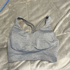 Grey cross back, sports bra.